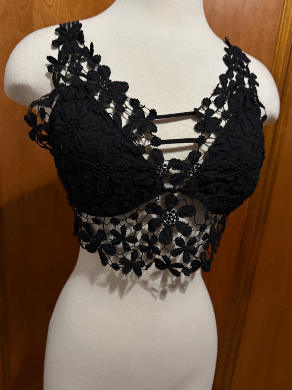 Black Floral Lace Bralette Camisole - Women